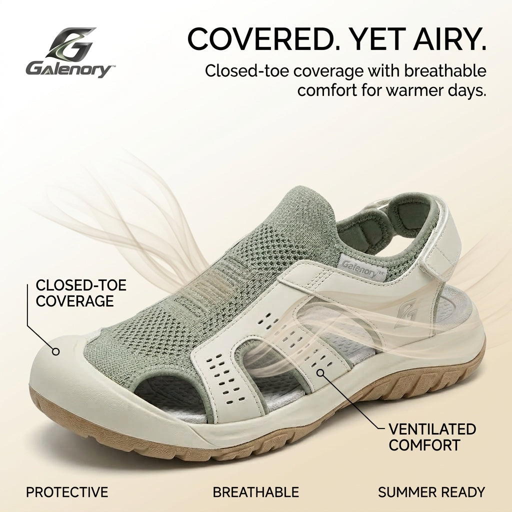 Galenory™ BreezeGuard Closed-Toe Sandals – Lightweight Summer Walking Shoes for Travel, Outdoor Activities & Everyday Comfort