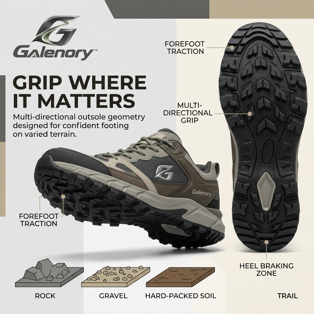 Galenory™ GripPeak Hiking Shoes – Anti-Slip Mountain Shoes for Hiking, Outdoor Trails, Adventure Travel & All-Terrain Walking