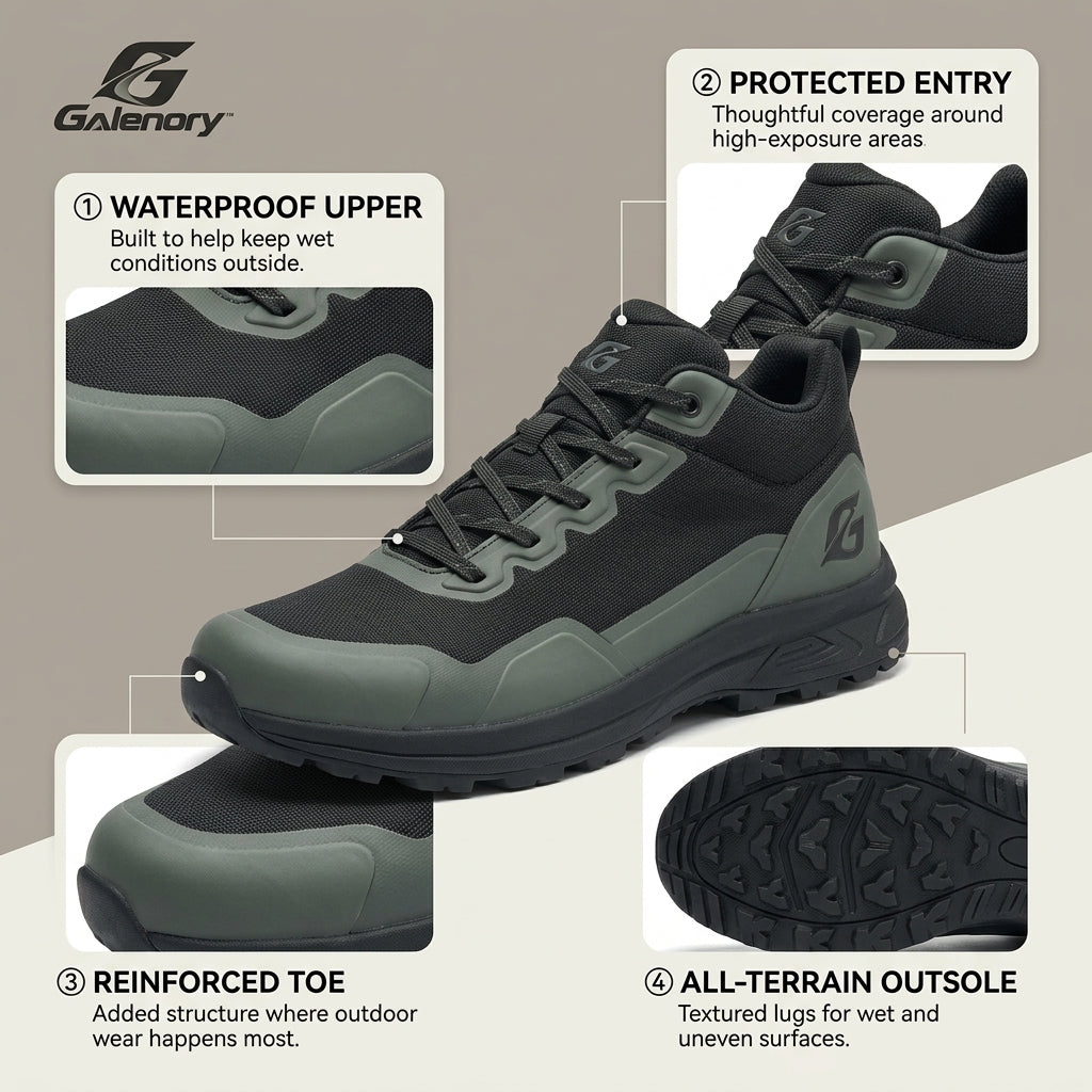 Galenory™ AquaTrail Waterproof Outdoor Shoes – All-Weather Hiking Sneakers for Rainy Days, Trails, Travel & Everyday Adventures